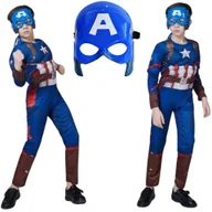 Stroje karnawałowe - Strój Kapitan Ameryka Maska Mięśnie Zabawa 122/128, Hopki - miniaturka - grafika 1