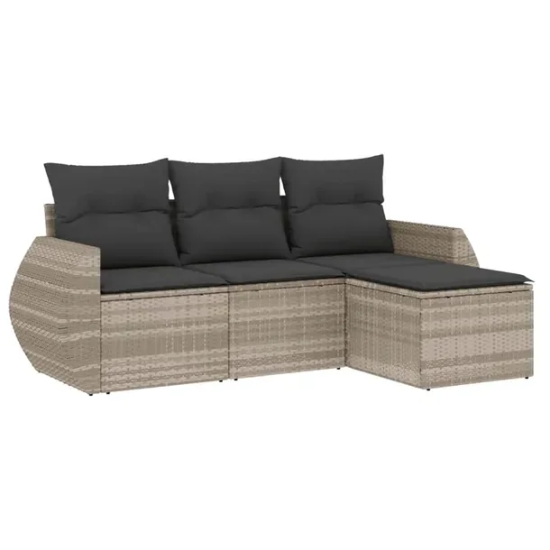 Zestaw wypoczynkowy rattan PE jasnoszary 71x62x69 cm