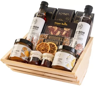 Kosz prezentowy zestaw herbat skrzynka kawa czekolada syropy cytryny batony - Zestawy upominkowe - miniaturka - grafika 1