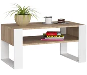 Ławy i stoliki kawowe - Minimalistyczna Ława Z Półką Dąb Sonoma+Biały T3-F56 - miniaturka - grafika 1