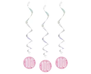 Dekoracja wisząca Glitz 100, groszki, różowa, 81 cm, 6 sztuk - Balony i akcesoria - miniaturka - grafika 1