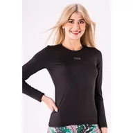 Koszulki sportowe damskie - Bluzka z długim rękawem do biegania damska 2skin Sprint czarna L - miniaturka - grafika 1