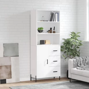 vidaXL Witrynka, biała, 69,5x34x180 cm, materiał drewnopochodny - Witryny - miniaturka - grafika 1