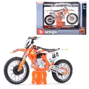 Ktm 450 Sx-F Cross Red Bull Skala 1:18 Bburago - Samochody i pojazdy dla dzieci - miniaturka - grafika 1