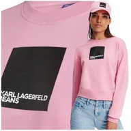 Bluzy damskie - Bluza Damska Różowa Ładna Bawełna logo Karl Lagerfeld bez kaptura Bluza Damska Różowa Ładna Bawełna logo Karl Lagerfeld bez kaptura r.S - miniaturka - grafika 1