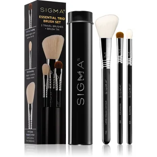 Sigma ESSENTIAL TRIO BRUSH SET - Zestaw 3 pędzli do makijażu + mini tuba - Black - Pędzle do makijażu - miniaturka - grafika 1