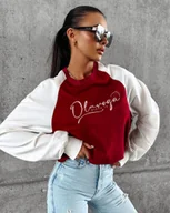 Bluzy damskie - Bluza damska OLAVOGA LAKIRA 2024 bordo S - Fashionplace - miniaturka - grafika 1