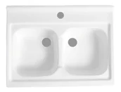 Zlewozmywaki - APKOMFORT Zlewozmywak Biały Dwukomorowy 80x60 Z Otworem - miniaturka - grafika 1