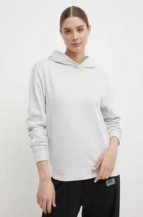 EA7 Emporio Armani bluza bawełniana damska kolor szary z kapturem z aplikacją - Bluzy damskie - miniaturka - grafika 1