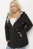 Kurtki damskie - Czarna Kurtka Wiatrówka o Kroju Parki z Odpinanym Kapturem Nalinora - miniaturka - grafika 1
