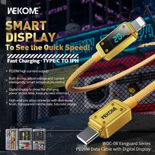 WEKOME WDC-08 Vanguard Series - Kabel połączeniowy USB-C do Lightning Fast Charging PD 20W 1 m (Złoty) - Pozostałe akcesoria do telefonów - miniaturka - grafika 3