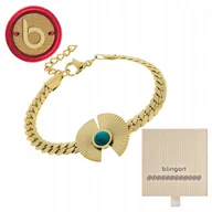 Bransoletki - Bransoletka damska pozłacana kamienie naturalne TURKUS regulowana BLINGART - miniaturka - grafika 1