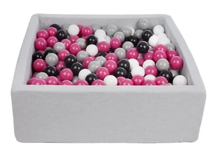 Suchy basen dla dziecka z piłeczkami 450szt, ok. 90x90 cm (czarny, biały, róż, szary) - Suche baseny - miniaturka - grafika 1