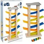 Samochody i pojazdy dla dzieci - Small Foot Drewniana zjeżdżalnia tor XL z pojazdami 4 autka - miniaturka - grafika 1