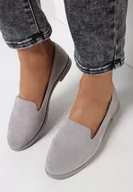 Mokasyny damskie - Szare Balerinki Thetea - miniaturka - grafika 1