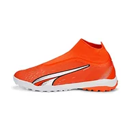 Piłka nożna - PUMA Męskie buty piłkarskie Match+ LL TT, ultra pomarańczowe biało-niebieskie błyszczące, rozmiar 6,5 UK - miniaturka - grafika 1