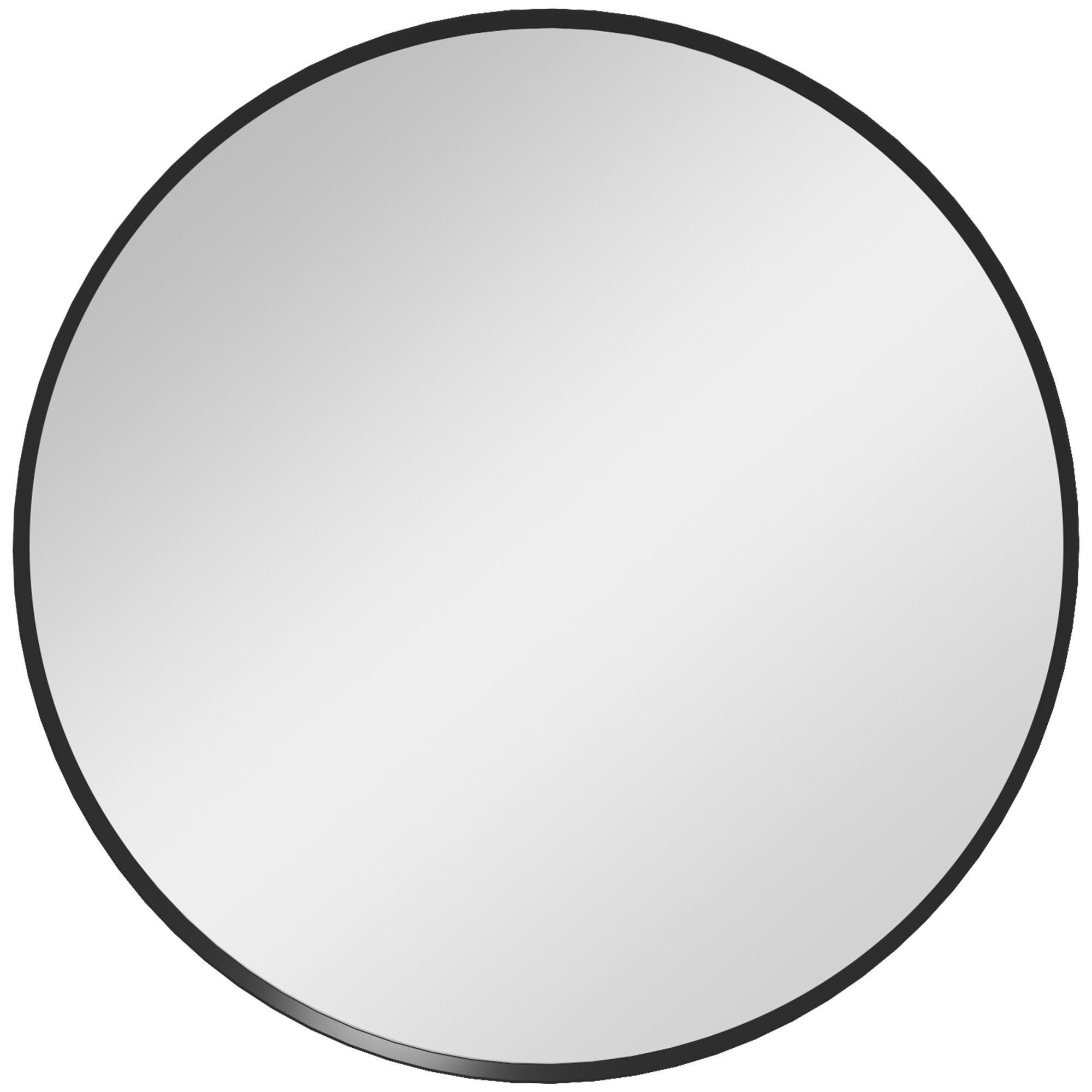 Lustro ścienne HOMCOM, okrągłe lustro łazienkowe 60 x 60 cm z ramą ze stopu aluminium,Replika acyjne lustro do łazienki, salonu, sypialni, czarne