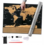 Zabawki interaktywne dla dzieci - Mapa Świata Na Ścianę Zdrapka Dla Podróżnika Flagi Duży Plakat Prezent - miniaturka - grafika 1