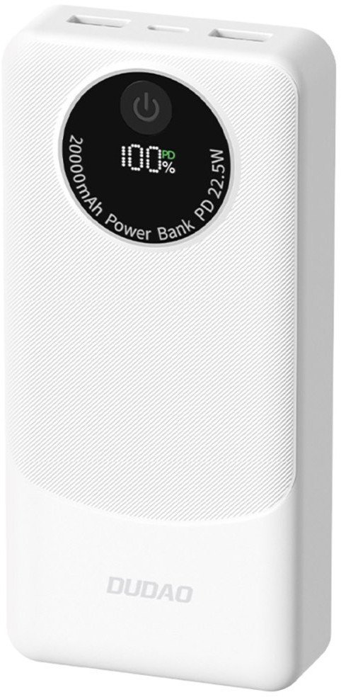 Dudao K12Pro 22.5W PD 20000mAh USB-A, USB-C - baltos spalvos