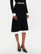 Spódnice - KARL LAGERFELD Spódnica trapezowa 245W1230 Czarny Regular Fit - miniaturka - grafika 1