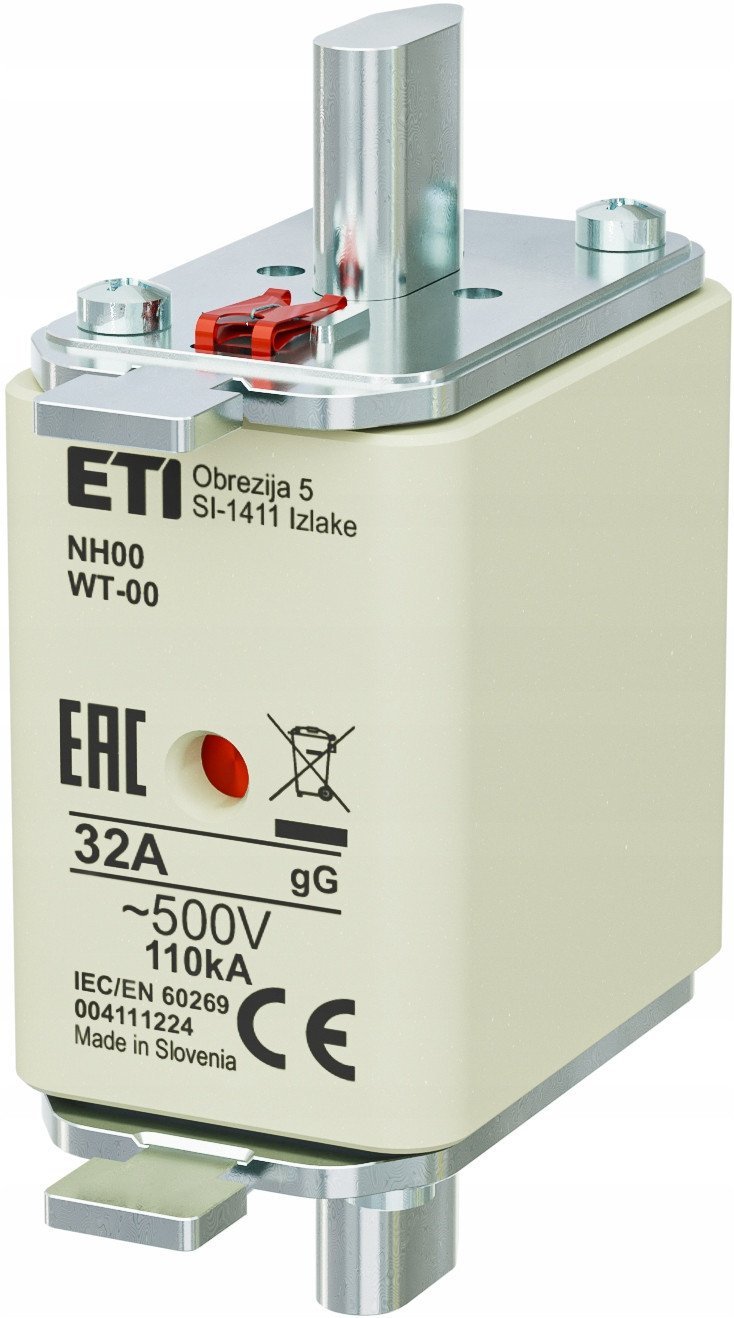 Wkładka topikowa ETI Polam NH00/WT-00 004111224 gG 32A 500V G przemysłowa zwłoczna
