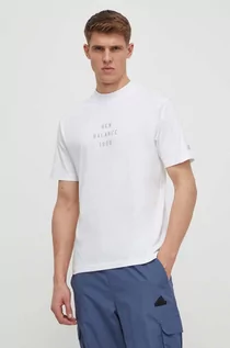 Koszulki męskie - New Balance t-shirt bawełniany męski kolor biały z nadrukiem MT41519WT - grafika 1
