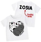 Koszulki dla dziewczynek - Koszulka dla dziewczynki z kotami oraz imieniem na plecach - miniaturka - grafika 1