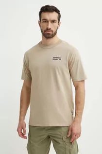 Koszulki męskie - New Balance t-shirt bawełniany męski kolor beżowy z aplikacją MT41588SOT - grafika 1