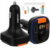 Transmitery FM - TRANSMITER SAMOCHODOWY FM BLUETOOTH LED NA KARTĘ USB-C ŁADOWARKA 48W RECCI - miniaturka - grafika 1