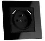 Klawisze i ramki - GNIAZDO Z BOLCEM szklane POJEDYNCZE CZARNE 2x USB - miniaturka - grafika 1