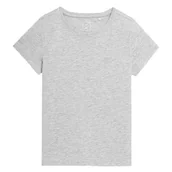 Koszulki dla dziewczynek - Koszulka Dziewczęca 4F klasyczna szara Szary 140 - miniaturka - grafika 1