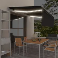 Markizy - Ręcznie zwijana markiza z zasłoną i LED, 4x3 m, antracytowa - miniaturka - grafika 1