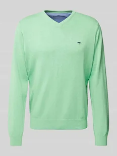 Sweter z dzianiny z wyhaftowanym logo - Swetry męskie - miniaturka - grafika 1