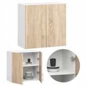 Szafki kuchenne - Szafka kuchenna wisząca Lima 60 cm 2 drzwi 2 półki pojemna Biała Dąb Sonoma - miniaturka - grafika 1