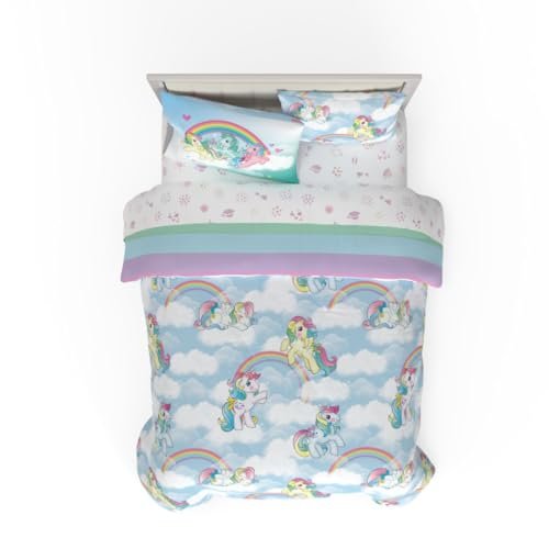 Franco Collectibles My Little Pony klasyczna pościel retro tęczowa 7-częściowy super miękki zestaw pościeli z poszewką na kołdrę i prześcieradło, pełny, (oficjalny produkt w 100% licencjonowany)