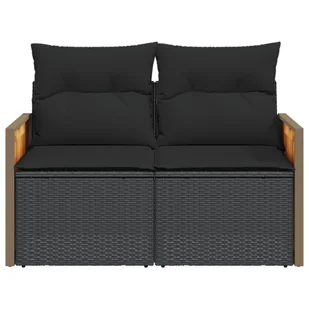 Sofa ogrodowa z poduszkami, 2-osobowa, czarna, polirattan Lumarko! - Sofy ogrodowe - miniaturka - grafika 5