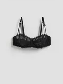 Biustonosze - Reserved - Miękki biustonosz z fiszbinami - czarny - miniaturka - grafika 1