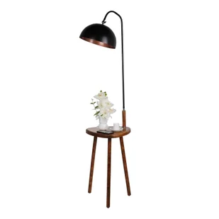 Czarna lampa stojąca ze stolikiem Opviq lights - Lampy stojące - miniaturka - grafika 1