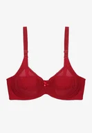 Biustonosze - Bordowy Ażurowy Biustonosz z Regulowanymi Ramiączkami Zapinany na Haftki Missana - miniaturka - grafika 1