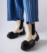 Botki damskie - Czarno-beżowe wsuwane botki Albany-39 - miniaturka - grafika 1