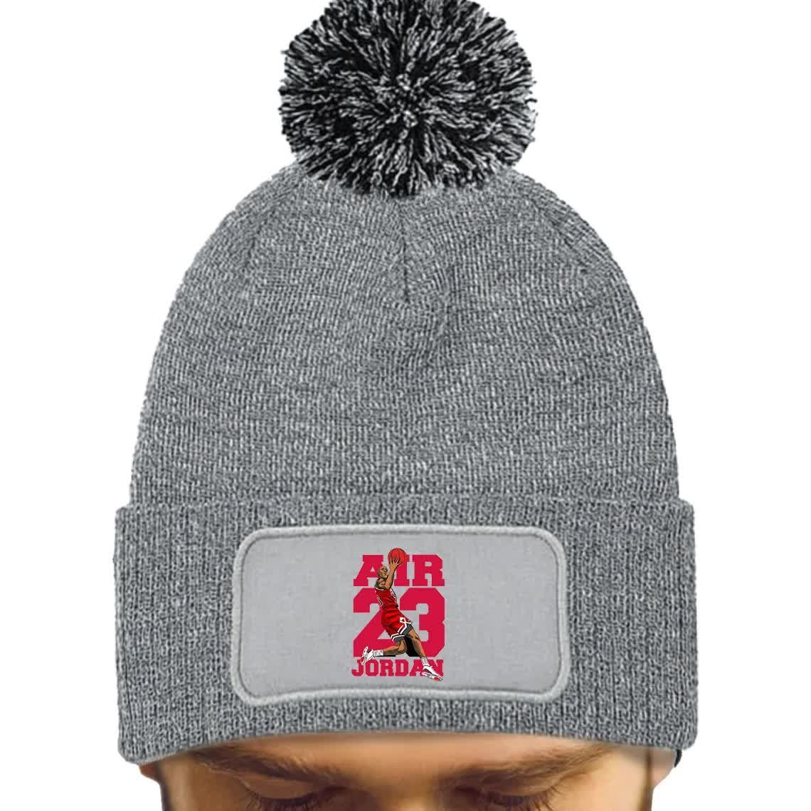 CZAPKA POMPON Szara Bawełna Dla Fana AIR 23 JORDAN Koszykówka Bulls Wzory