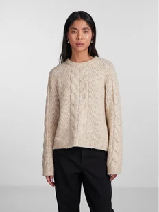 Pieces Sweter 17140372 Beżowy Regular Fit - Swetry damskie - miniaturka - grafika 1