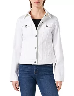 Kurtki damskie - Armani Exchange Damska kurtka jeansowa, kolorowa, zapinana na guziki, z przodu kieszenie, biała, bardzo duża, biały, XL - grafika 1