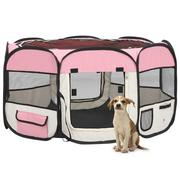 Sprzęt podróżny i transportery dla psów - VidaXL Lumarko Składany kojec dla psa, z torbą, różowy, 125x125x61 cm 171011 VidaXL - miniaturka - grafika 1