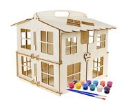 Łamigłówki - Drewniany domek dla lalek- do złożenia i malowania+ farbki - miniaturka - grafika 1