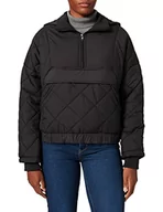 Kurtki damskie - Urban Classics Damska kurtka oversized Diamond Quilted Pull Over Jacket, czarny, XL - miniaturka - grafika 1