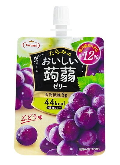 OISHII KONJAC JELLY GRAPE - JAPOŃSKIE PŁYNNE GALARETKI Z KONJAKU WINOGRONOWE, TARAMI 150g