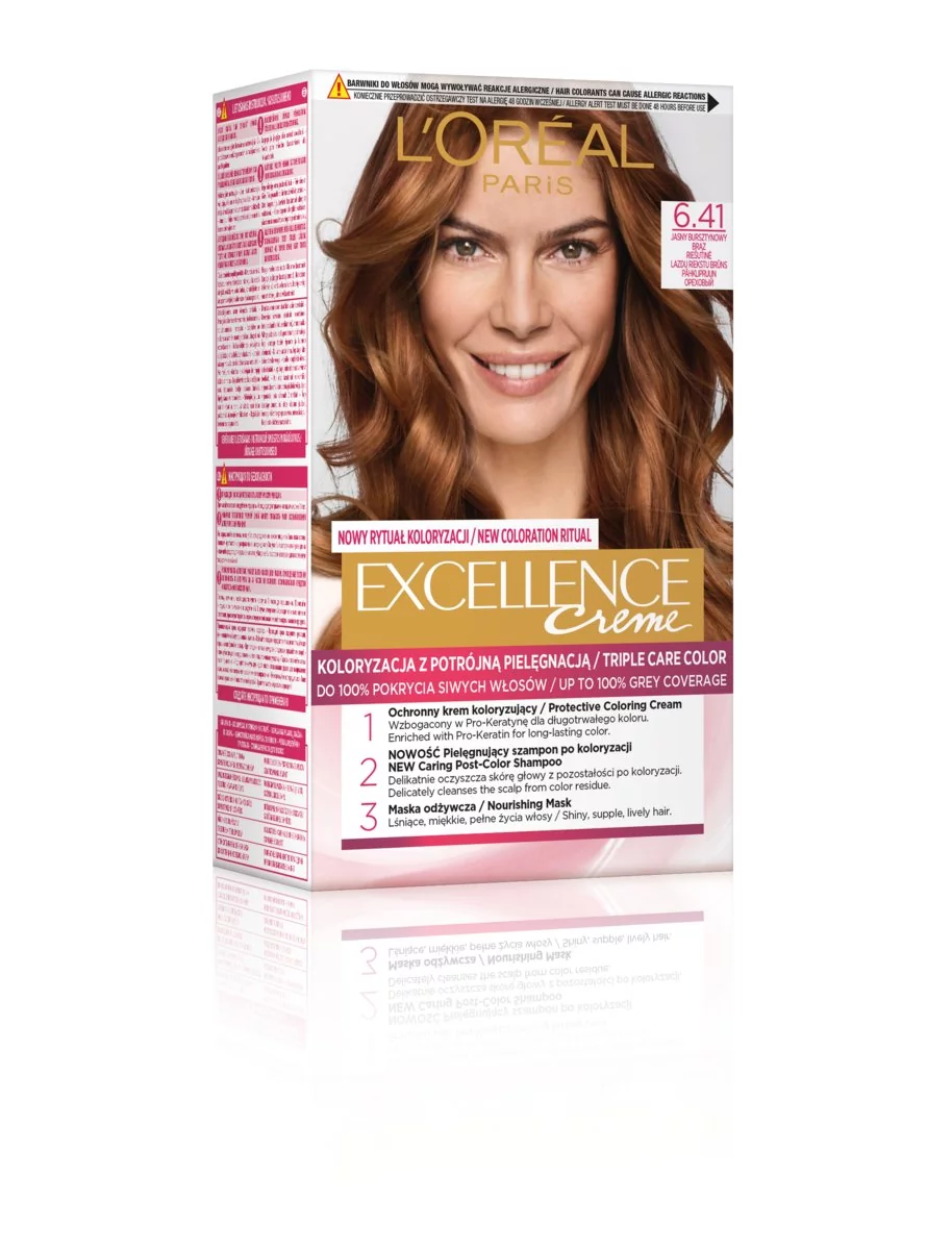 Loreal Excellence Creme 6.41 Jasny Bursztynowy Brąz