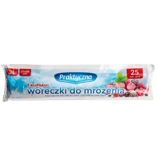 Praktyczna Woreczki Do Mrożenia Z Klipsami Frozen Clips 3 L 25 Szt - Folia, papier śniadaniowy, serwetki - miniaturka - grafika 2