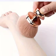 Pędzle do makijażu - TEMU 1 szt. Bardzo duży pędzel do pudru z złotym metalowym podstawą - puszyste włosie nylonowe do rumieńców, sztuki paznokci i aplikacji makijażu, - miniaturka - grafika 1